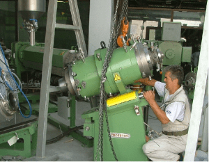 Cross Head alignment, SAUDI ARABIA, Riyadh Cable Companies, installation of TROESTER CCV line for Milliken cables.